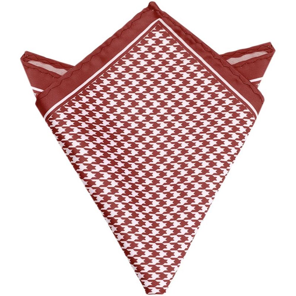 Houndstooth Handkerchiefs Self-Fold Pocket Square for Suit Formal Deep Red